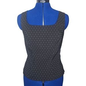 White House Black Market Black and White Dotted Tank Top